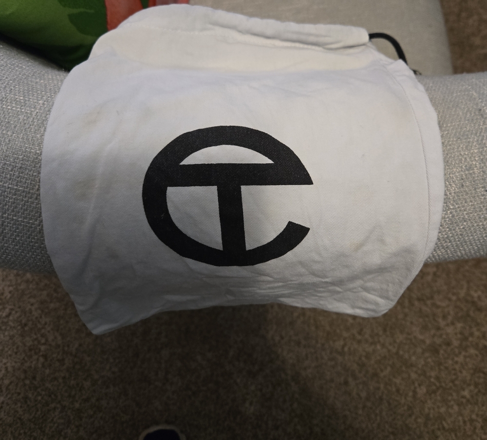 Telfar White and Black Logo Dust Bag